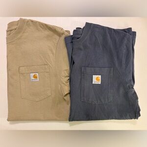 Carhartt Tan and Gray Pocket T-Shirt Bundle Size Small Loose Fit (Medium)